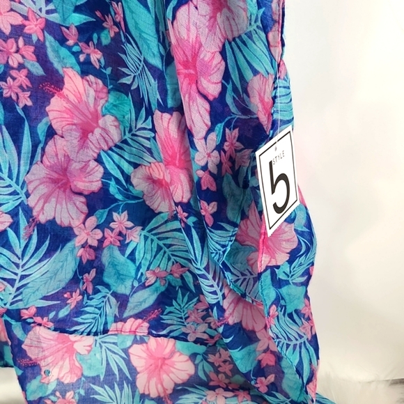 NWT, Fashion Beach cover up, Blue, Teal, pink floral, - Picture 2 of 4
